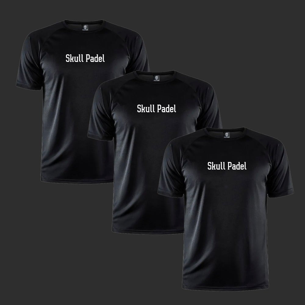 3 Pack: Padel shirt - Black White - Skull Padel
