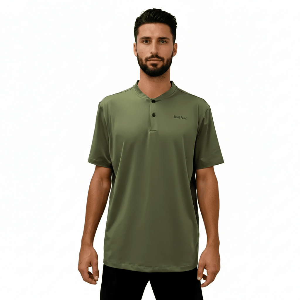 Padel shirt - Camo green polo - Skull Padel