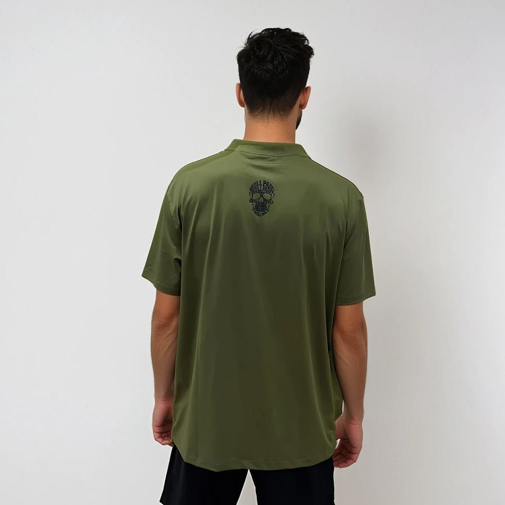 Padel shirt - Camo green polo - Skull Padel