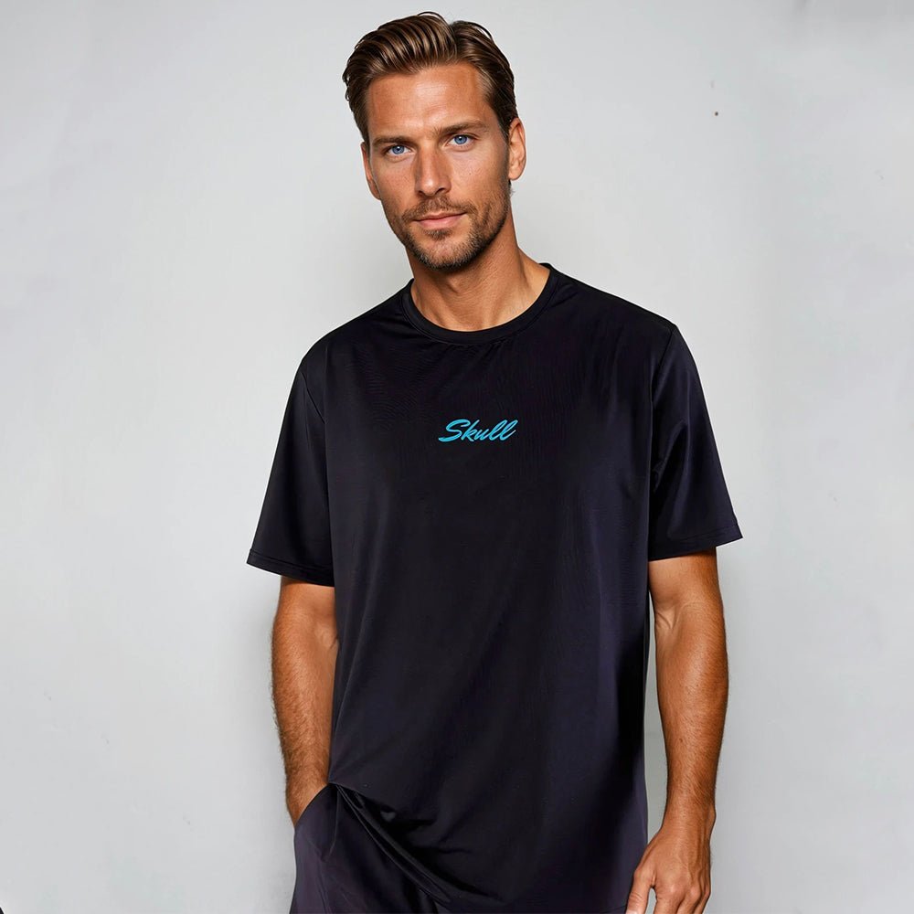 Padel Sportshirt Men - Black Blue - Skull Padel