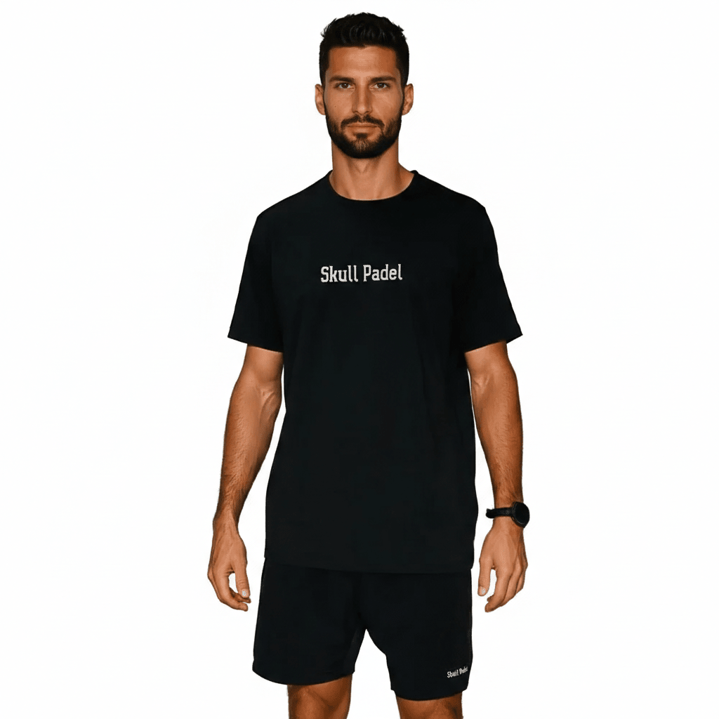 Padel Sportshirt Men - Black White - Skull Padel