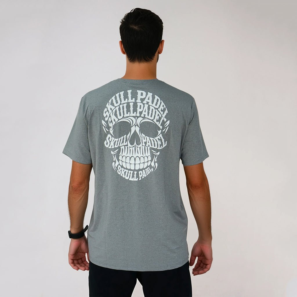 Padel Sportshirt Men - Grey White - Skull Padel