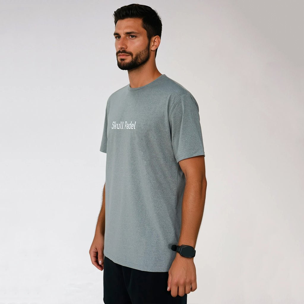 Padel Sportshirt Men - Grey White - Skull Padel