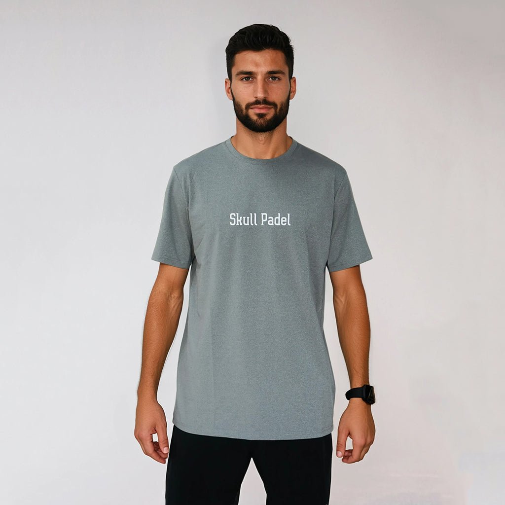 Padel Sportshirt Men - Grey White - Skull Padel