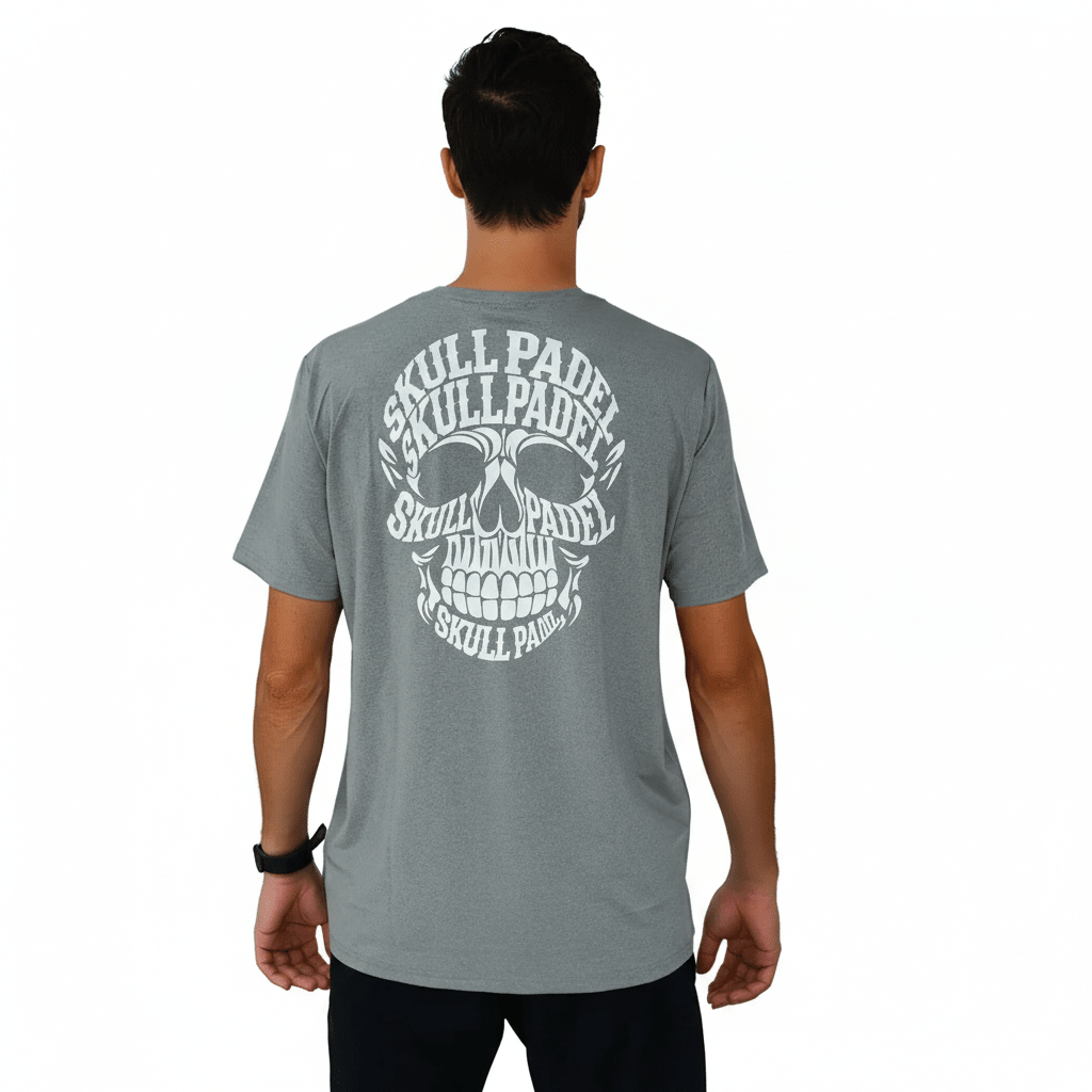 Padel Sportshirt Men - Grey White - Skull Padel