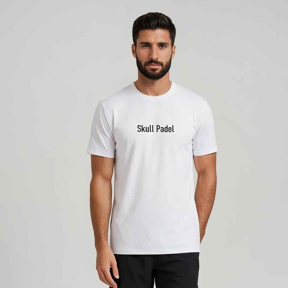 Padel Sportshirt Men - White Black - Skull Padel