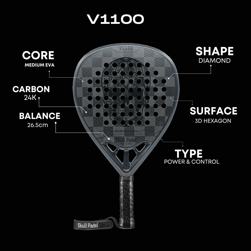 V1100 - MATTE BLUE/BLACK 24K - Skull Padel