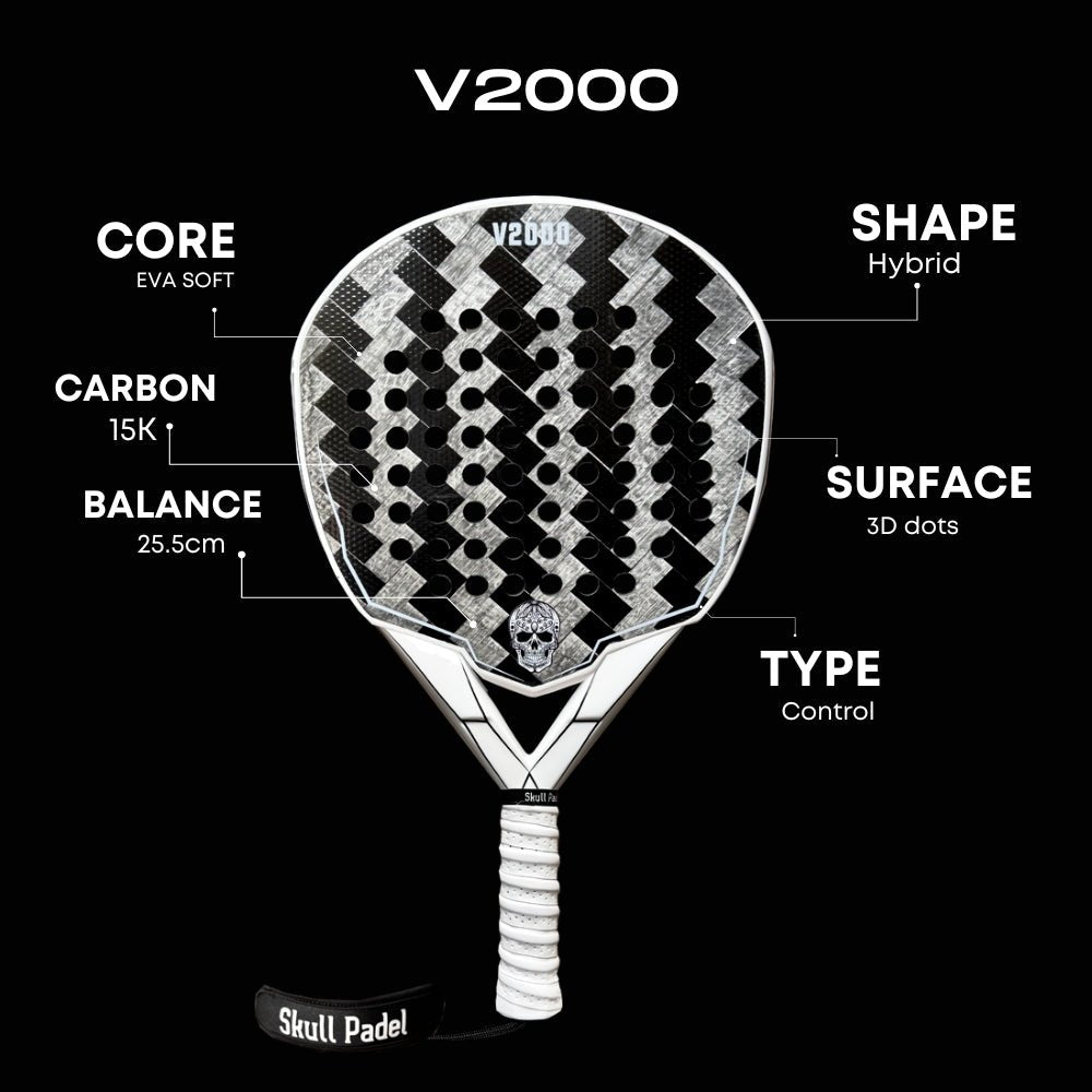 V2000 - White Black 15K - Skull Padel
