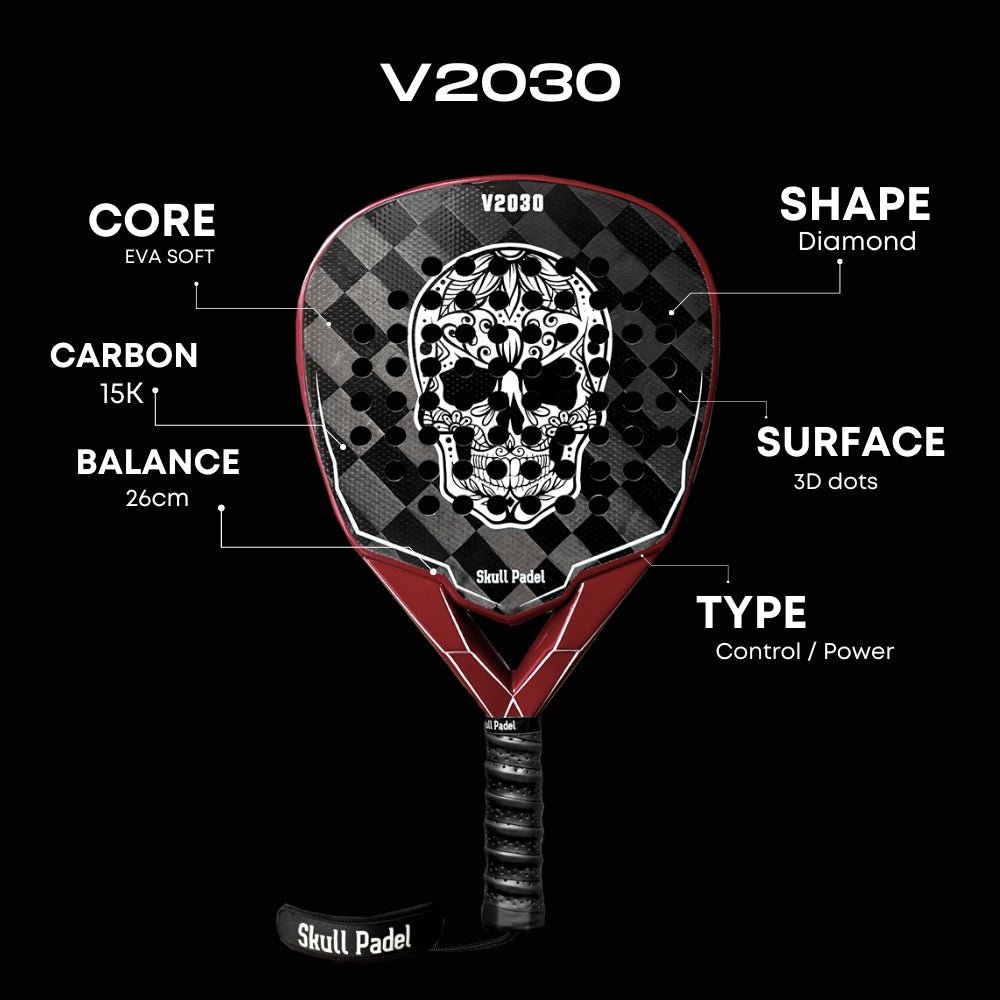 V2030 - Black Red 15K - Skull Padel