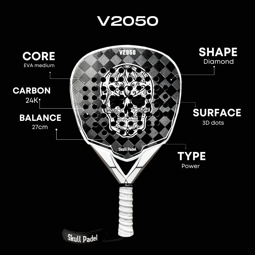 V2050 - White Black 24K - Skull Padel