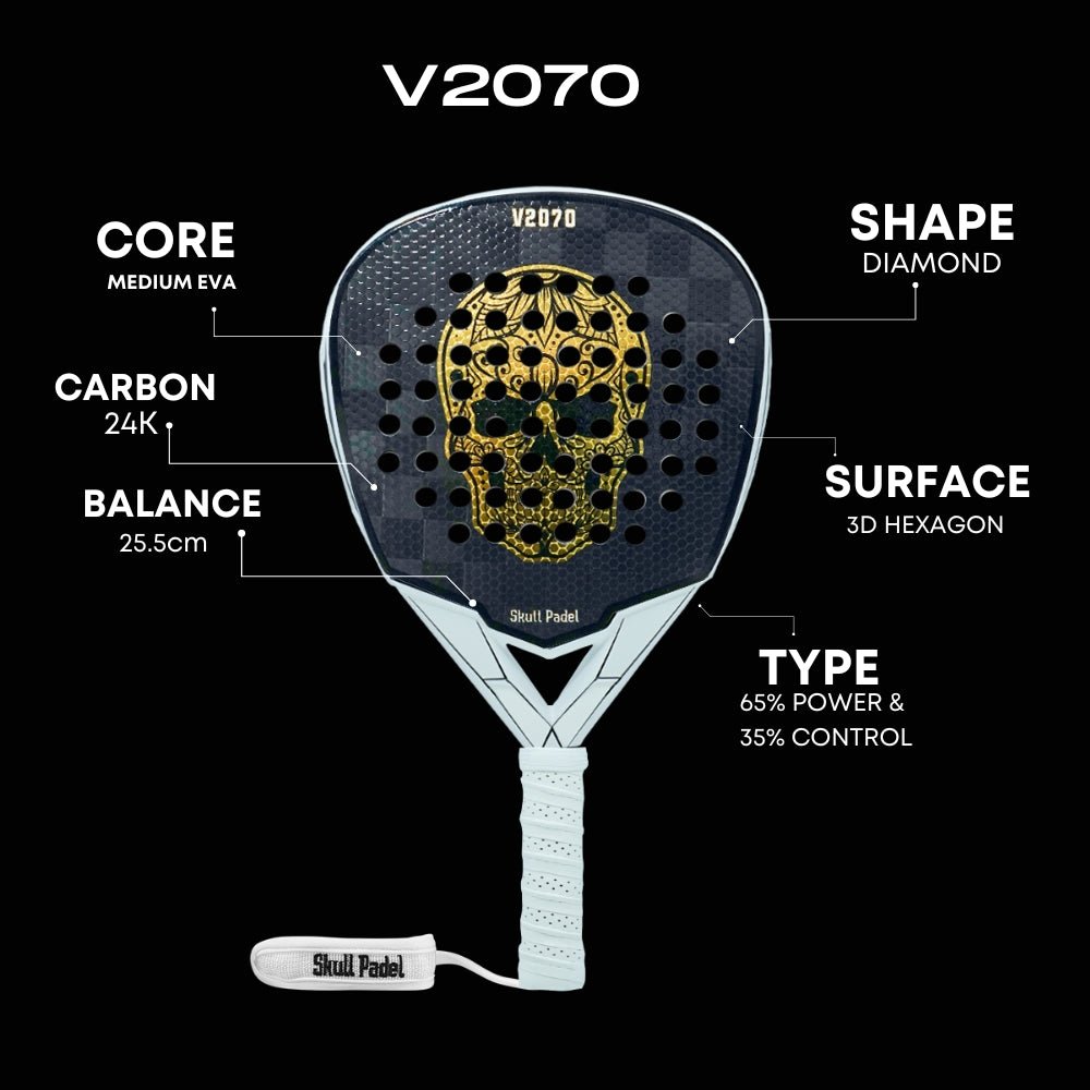 V2070 - White Gold 24K - Skull Padel