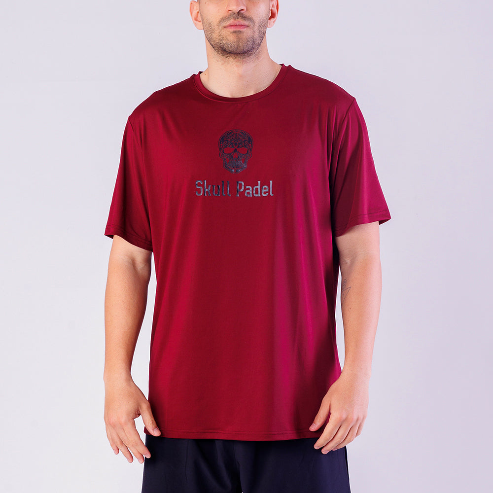 Padel Sportshirt Heren -  Donker Rood Zwart