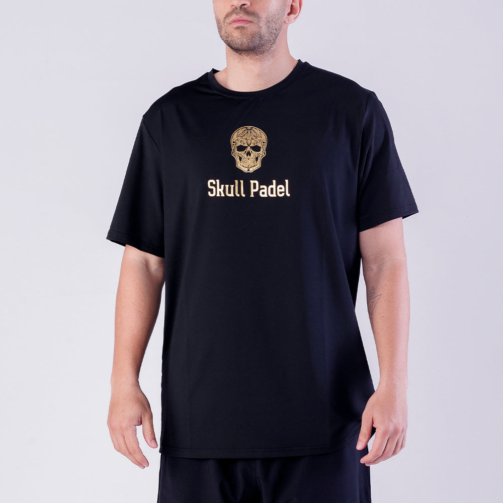 Camiseta Deportiva de Pádel Hombre - Negro Oro