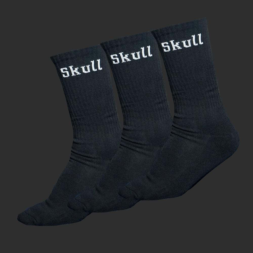 Black White Skull Padel Socks (3 Pack)