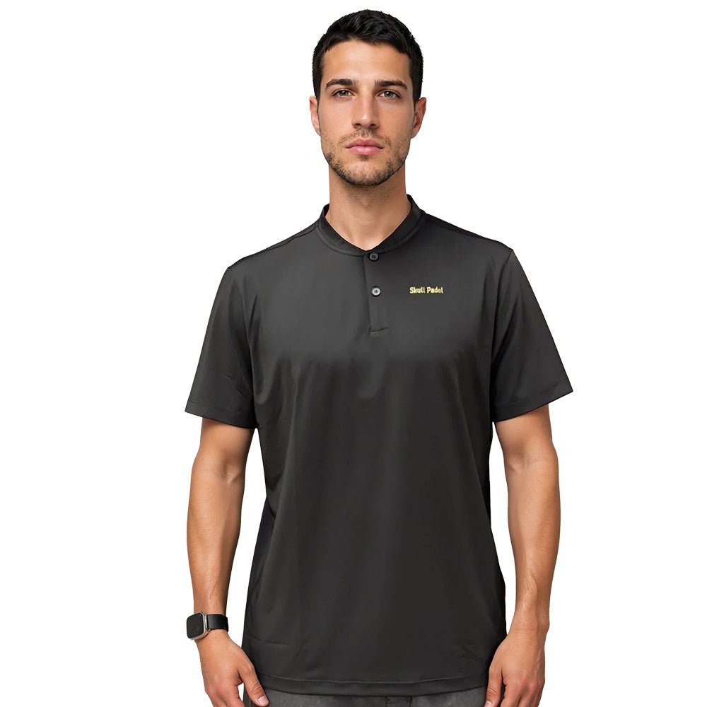 Padel shirt - Black Gold polo - Skull Padel
