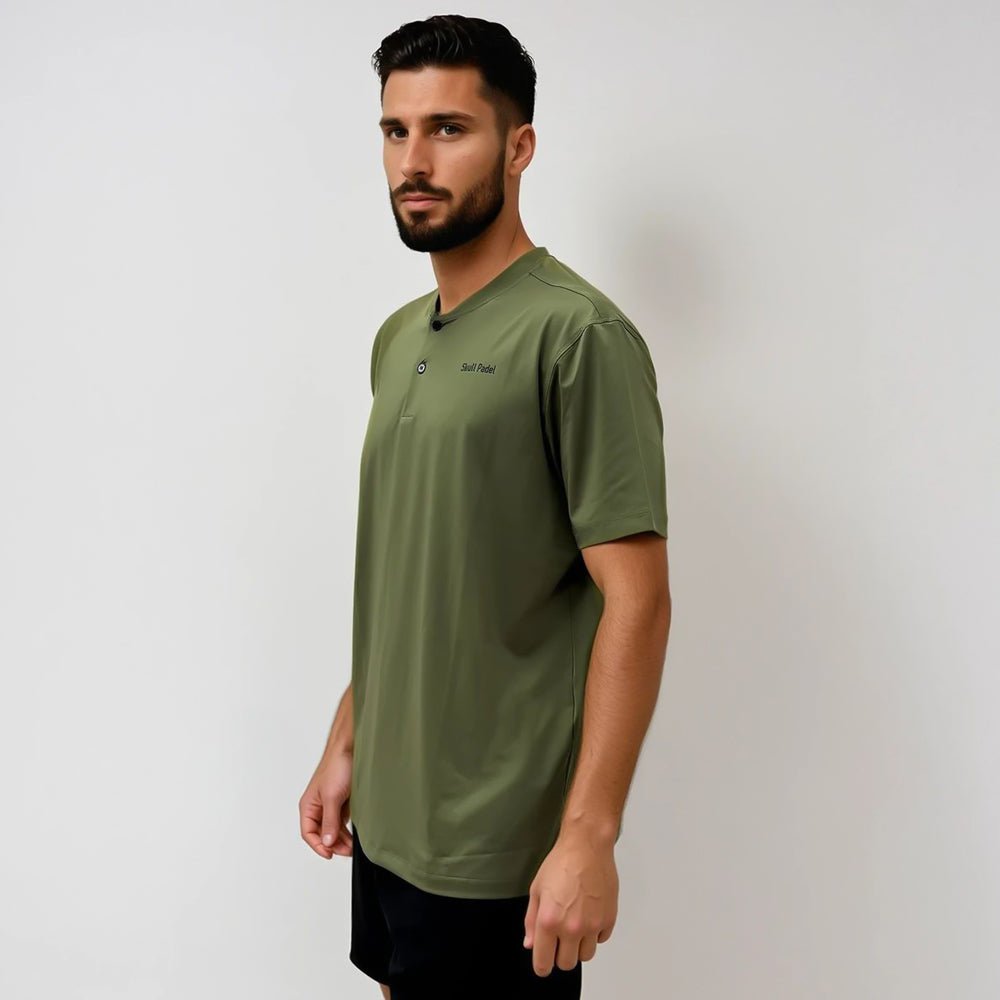 Padel shirt - Camo green polo - Skull Padel