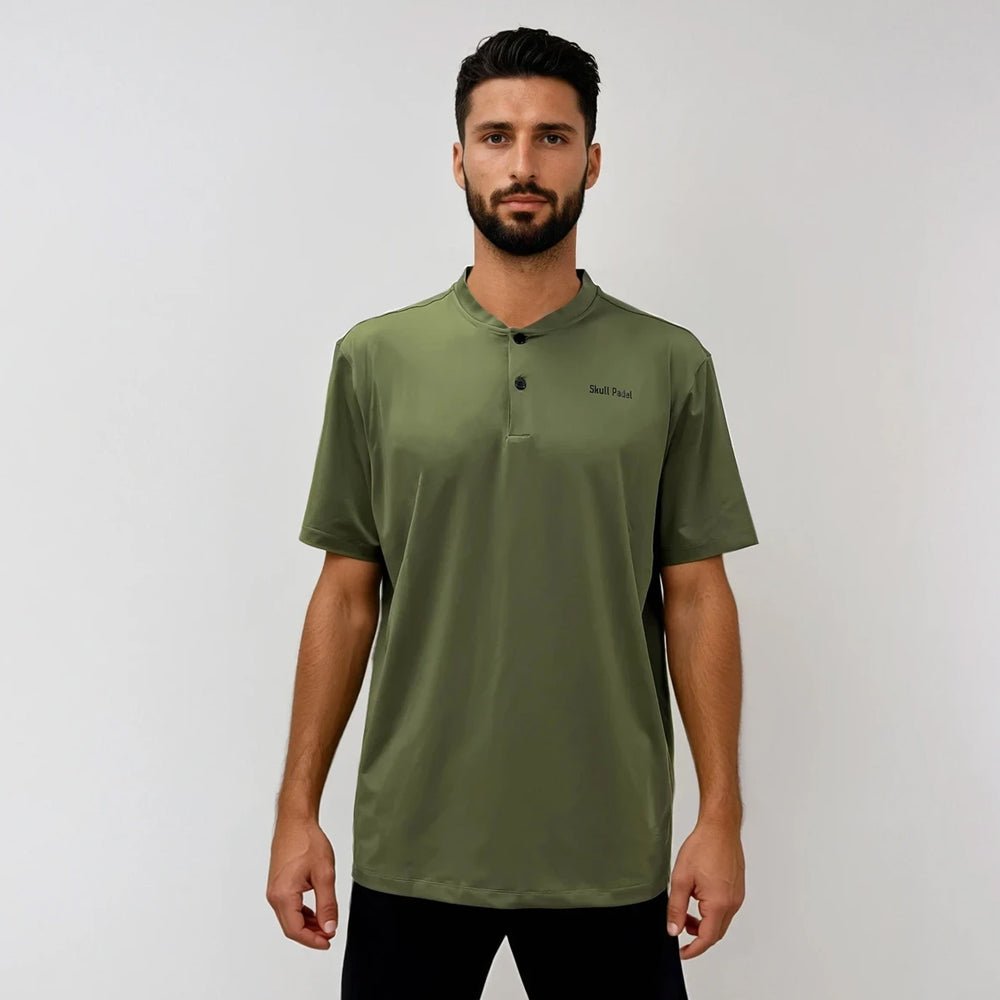 Padel shirt - Camo green polo - Skull Padel