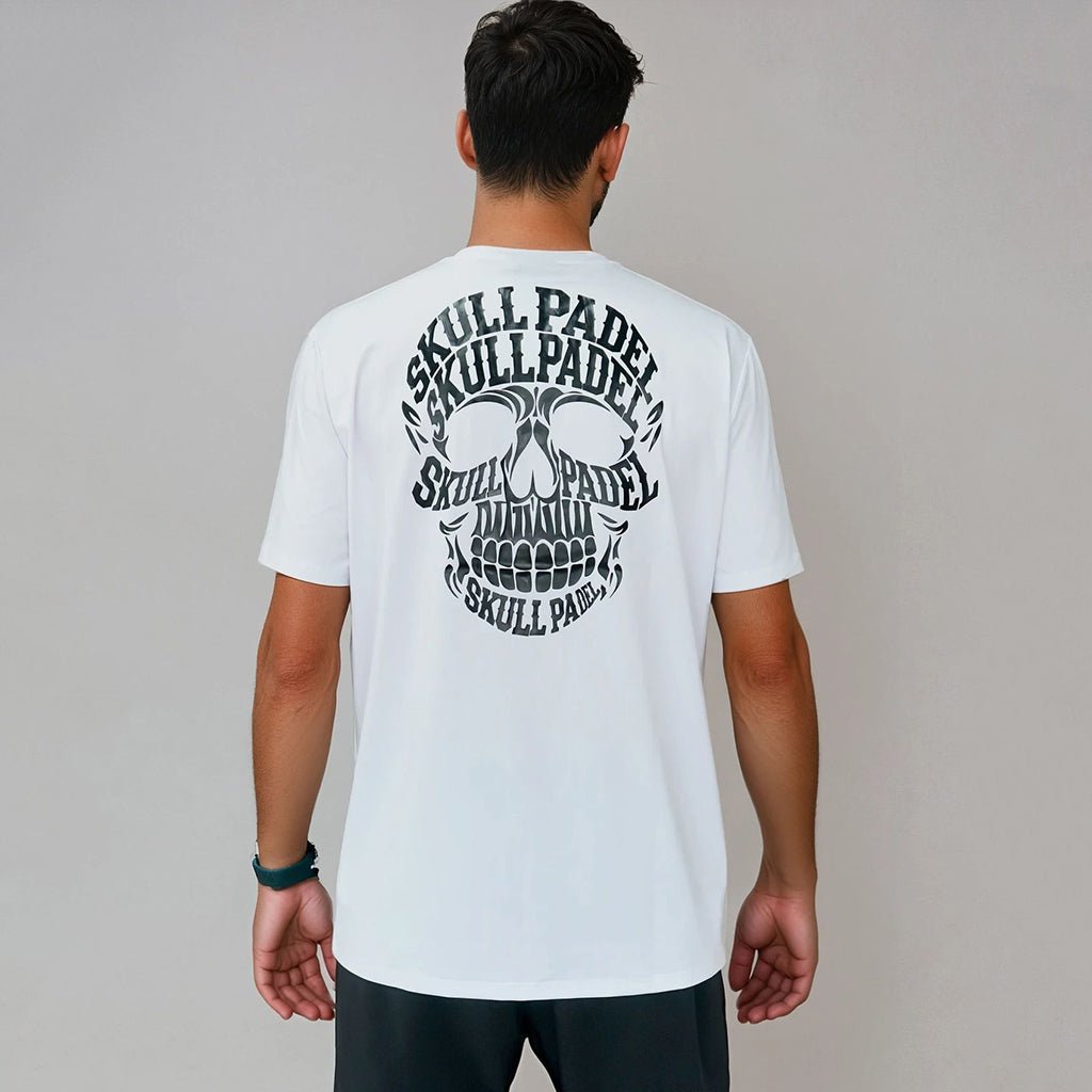 Padel Sportshirt Men - White Black - Skull Padel