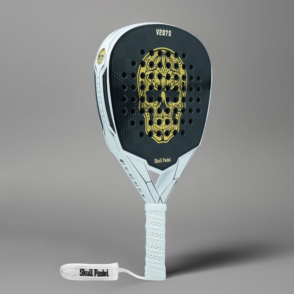 V2070 White Gold 24K Carbon Padel Racket – Power & Control | Skull Padel