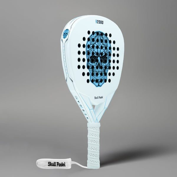 V2080 White Blue 12K Carbon Padel Racket – Control | Skull Padel