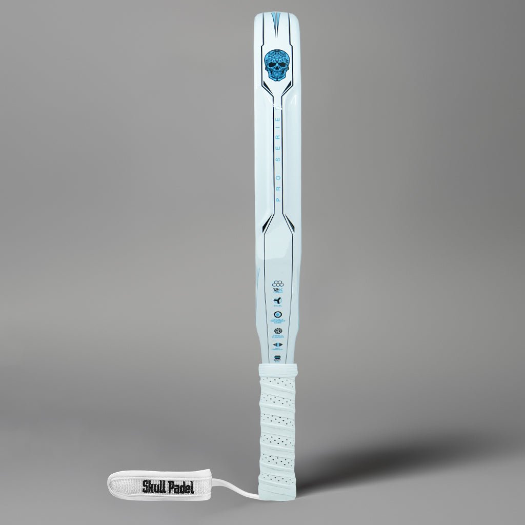 V2080 White Blue 12K Carbon Padel Racket – Control | Skull Padel