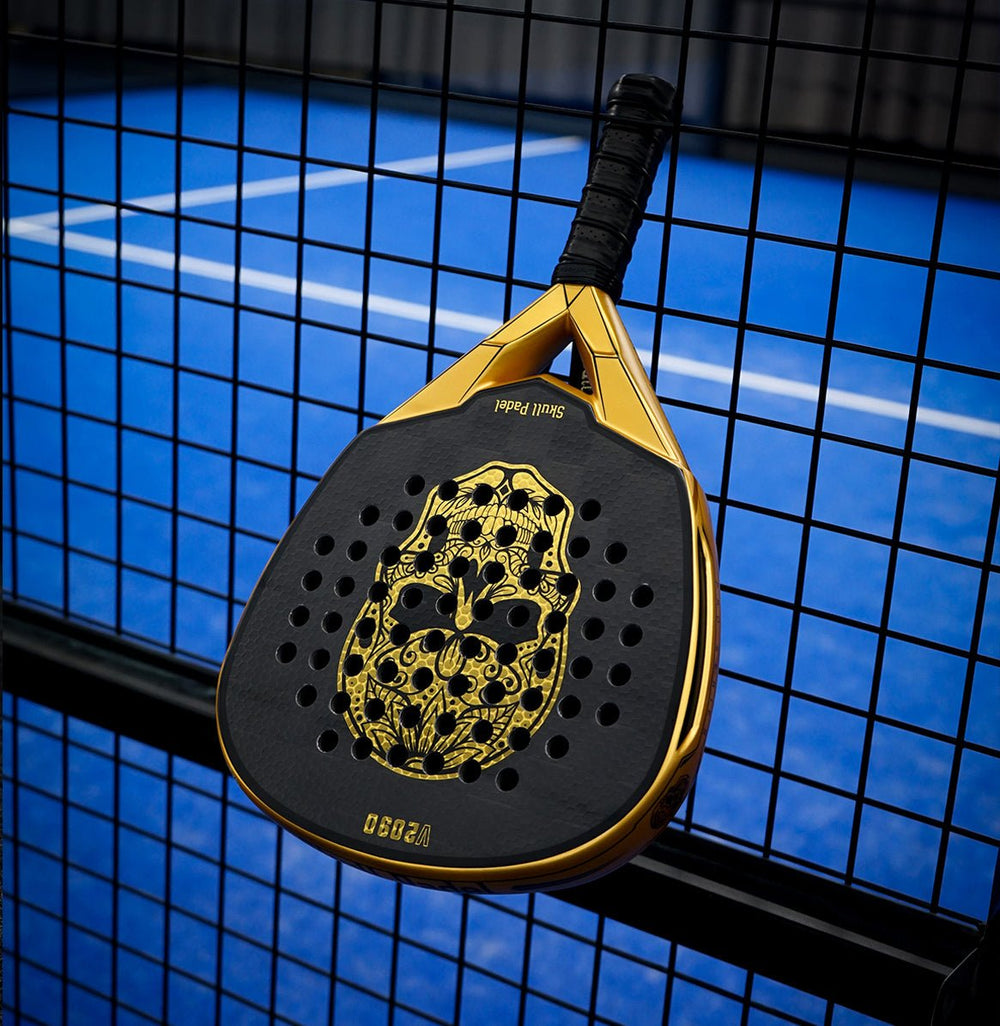 Padel Gold Racket V2090 Black Gold 24K Carbon Padel Racket – Power | Skull Padel