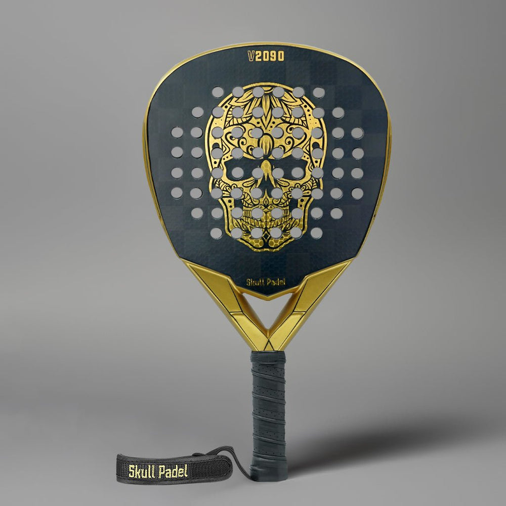Padel Gold Racket V2090 Black Gold 24K Carbon Padel Racket – Power | Skull Padel